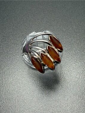 Vintage Amber and Sterling silver Ring